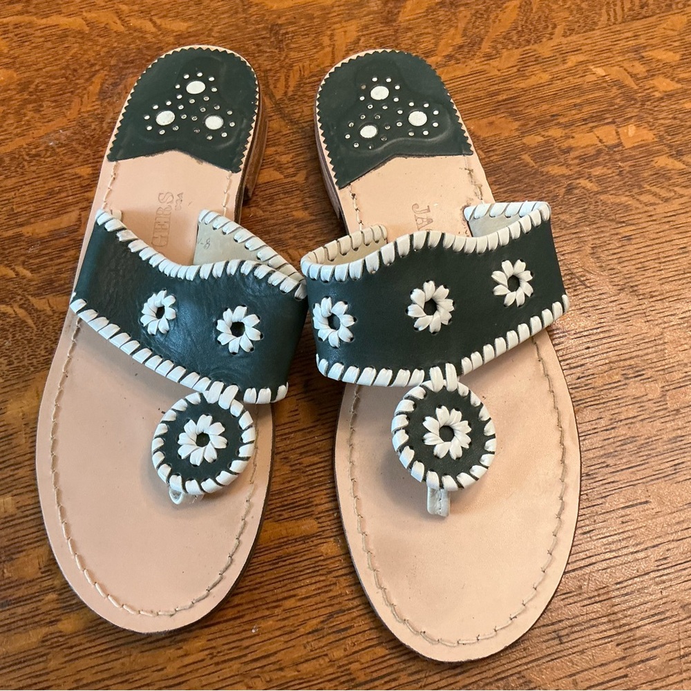 Jack Rogers Women's Dark green leather sandals